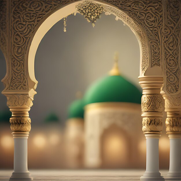 Photo a green dome with a gold design on it