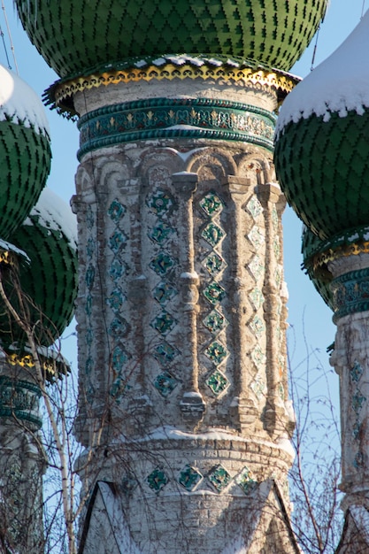 Green domes of the old Russian church