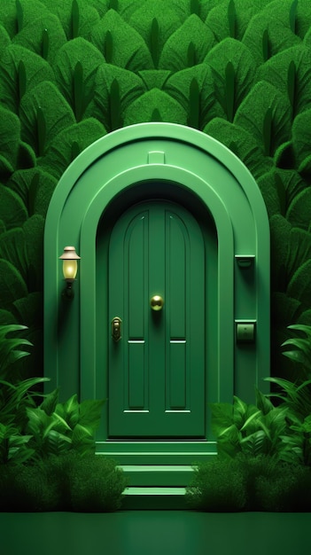 Photo green door hd 8k wallpaper stock photographic image