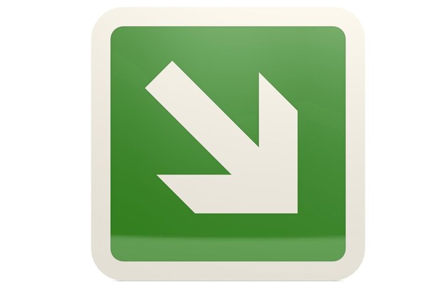 Photo green down right arrow sign