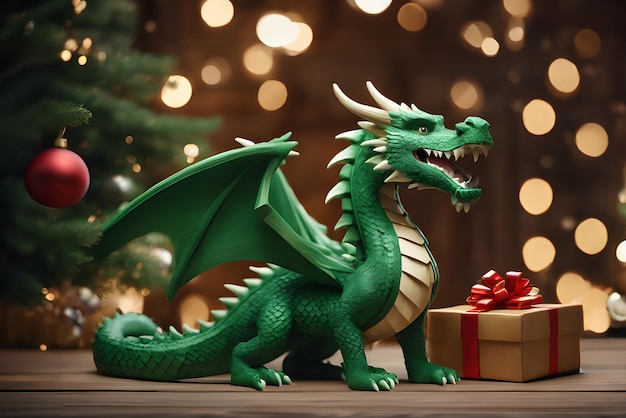 green dragon symbol of 2024 on new year background