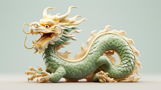 Photo green dragon symbol of chinese new year tatsu eastern mythology strength wisdom and good luck imperial authority and celestial energy culture and folklore zodiac sign banner poster copy space