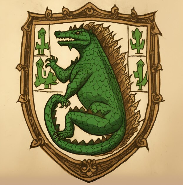 Photo a green dragon with a green dragon on it