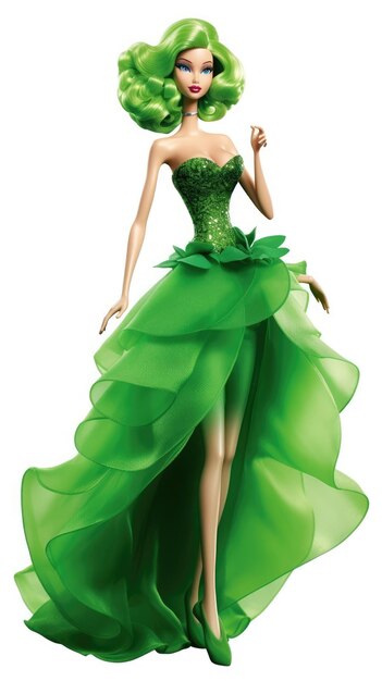 Photo a green dress with a green ribbon