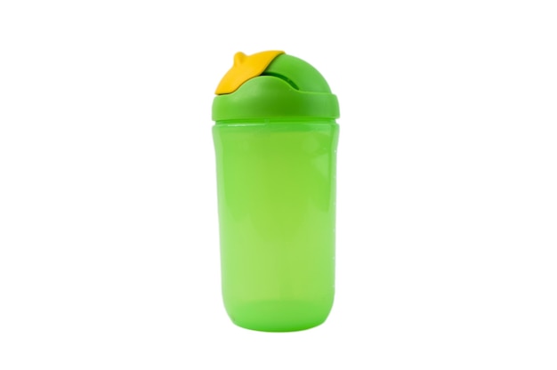 Green drink bottle isolated on a white background