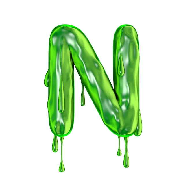 Green dripping slime halloween capital letter N