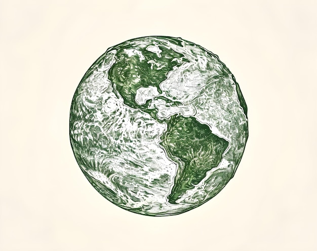 Photo a green earth is on a beige background