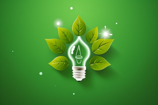 Photo green eco energy concept icon plant inside the light bulb
