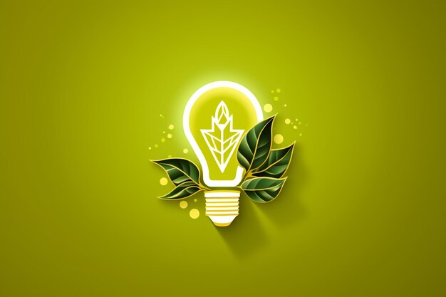 Photo green eco energy concept icon plant inside the light bulb