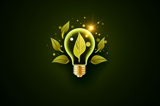 Photo green eco energy concept icon plant inside the light bulb