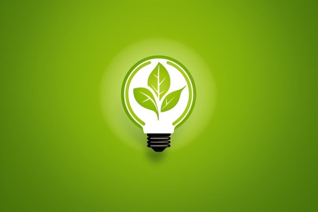 Photo green eco energy concept icon plant inside the light bulb