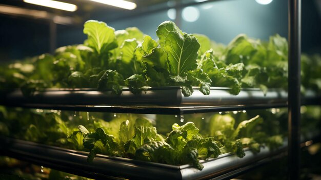 Green ecofriendly hydroponic farm for growing greens and plants in artificial conditions