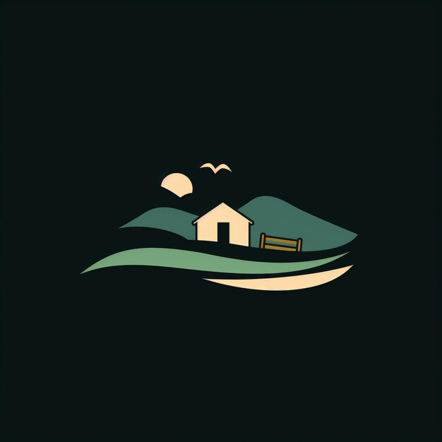 Green ecological farm house logo Generative AI