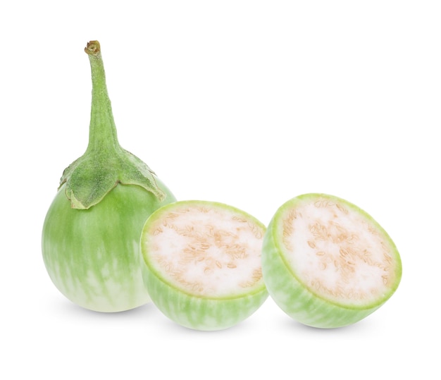 Green eggplant isolated on white background