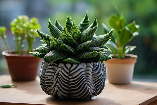 Photo green elegance photo of haworthia plant in a pot