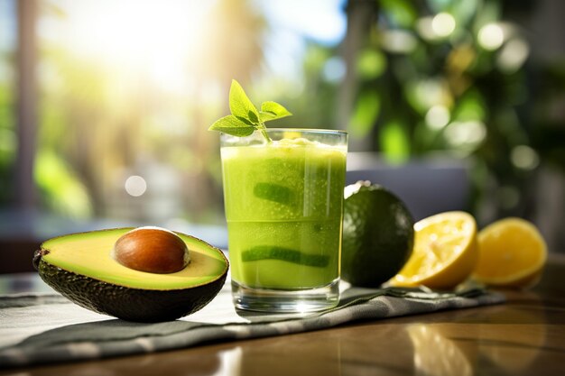 Green Elixir CloseUp Extravaganza of Vibrant Avocado Juice