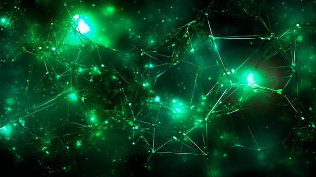green emerald background with shining elements neural network generative ai