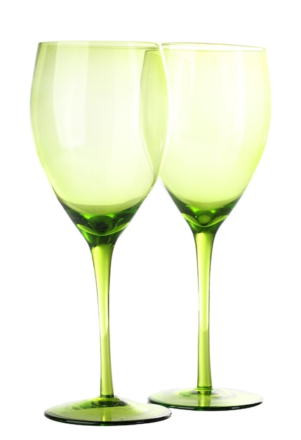 Green empty glasses isolated on white