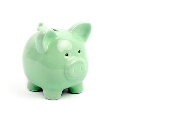 Green empty piggy bank 