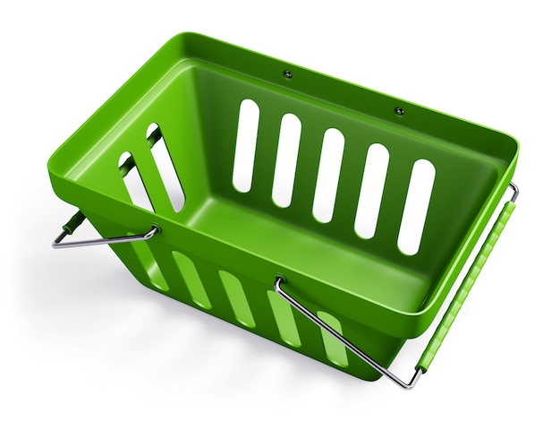 Green empty shop basket isolated