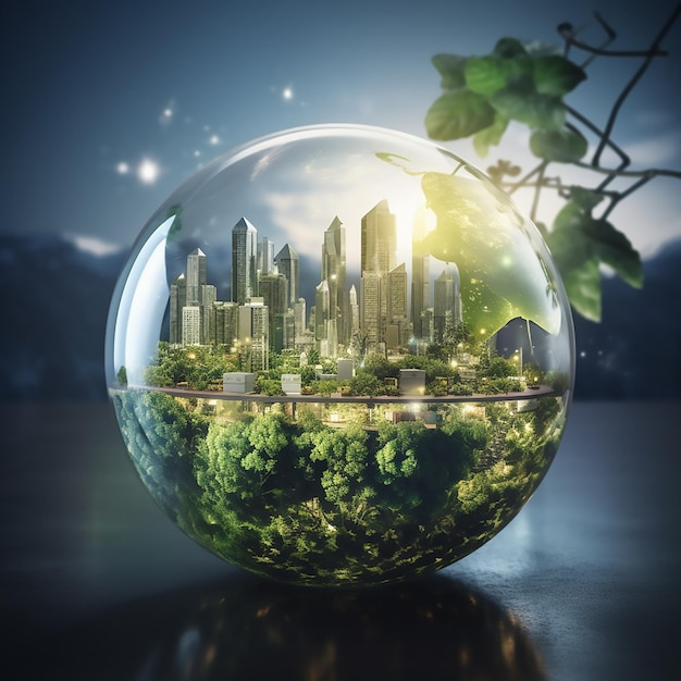 Зеленая энергия для устойчивого будущего, концепция окружающей среды ESG