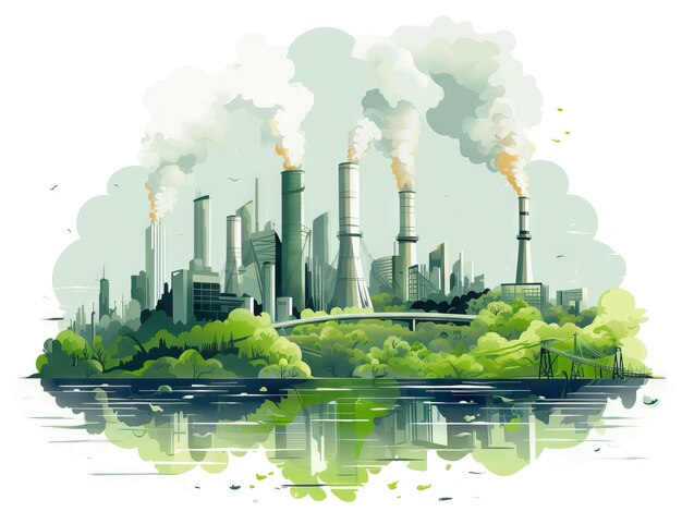 Photo green energy urban landscape ecology flat design concept illustration ai generated illustration