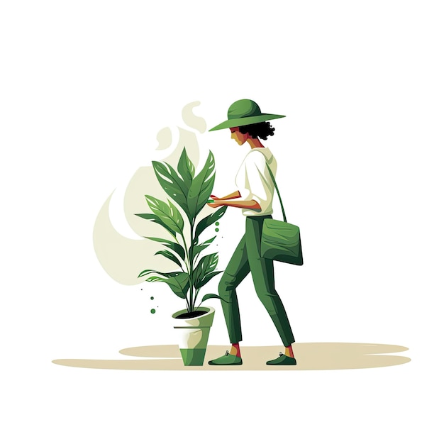 Green environment art Vector illustration taking care of plants eco