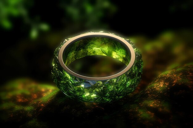 Photo green epoxy resin ring elaborately faceted generate ai