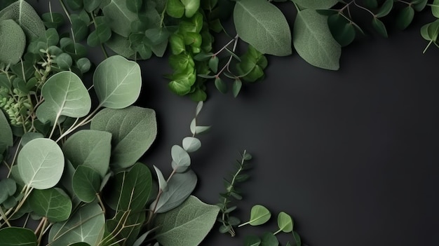 Photo green eucalyptus leaves branches herbs ai generated