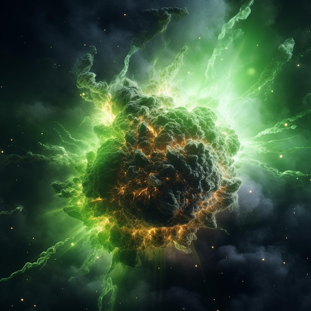 A green explosion is shown in this image.