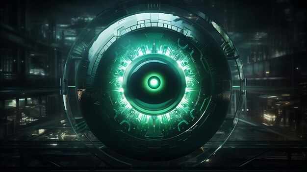 green eye cyber circuit future technology concept background Generative ai illustration