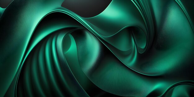 Green fabric emerald satin in a black shades background