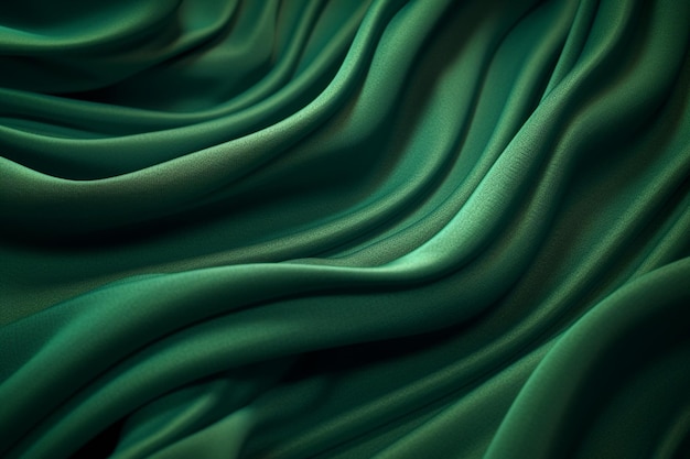 Green fabric with a pattern of the fabric that is draped in a circle.