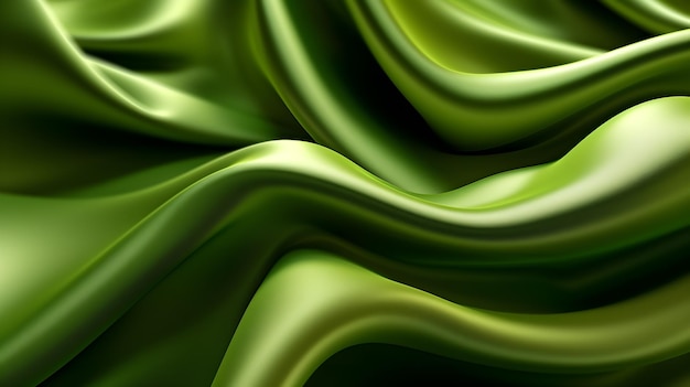 Green fabric with a soft wave.