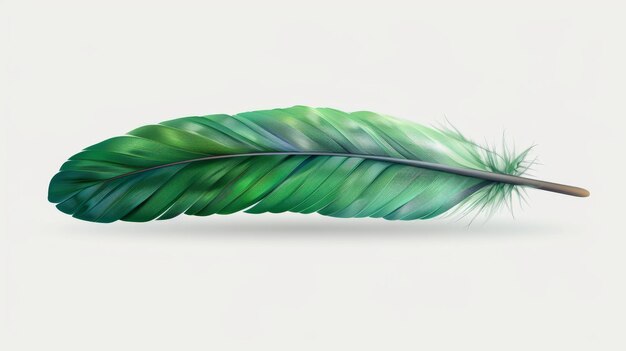 Photo green feather on a white background