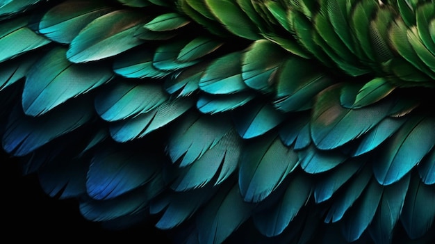 The green feathers of a bird