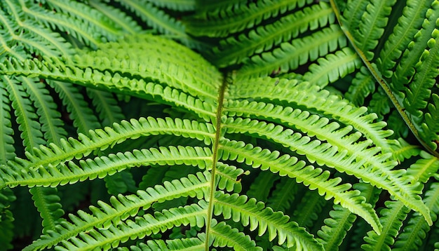 Green fern leaf in natural background