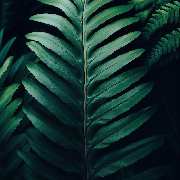 Green fern leaf in natural background