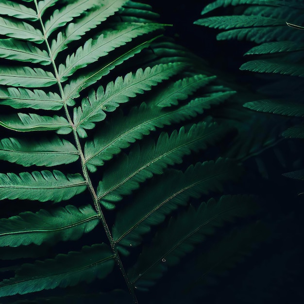 Green fern leaf in natural background