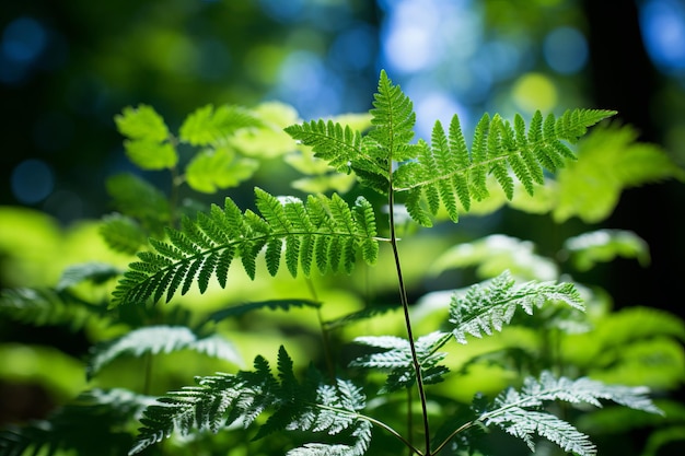 green ferns in the forest