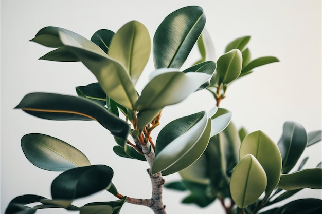 Green ficus plant isolated on white background Illustration AI Generative