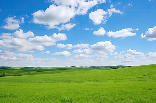 Photo green field and blue sky