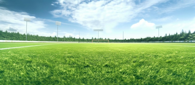 Green field at football stadium