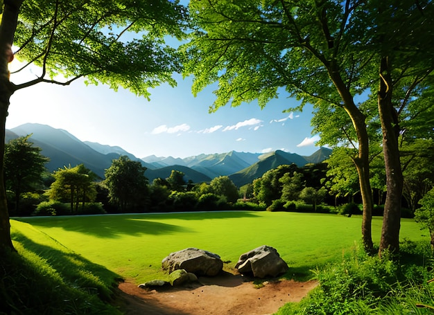 Foto paesaggio di campo verde