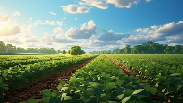 Photo green field of young wheat in the spring