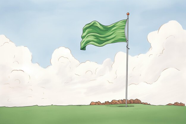 Photo green flag illustrating the end of the hole