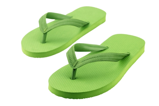 Green flip flop isolated on white background