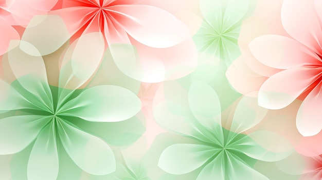 Photo green floral bokeh background illustrationflowers hearts origami