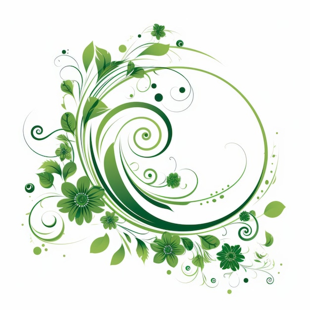 Фото Зеленый цветочный вихрь на стене минималистский и стильный векторный формат