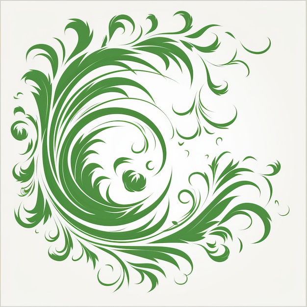 Green Floral Swirl Wall Art Design Minimalistisch Vector